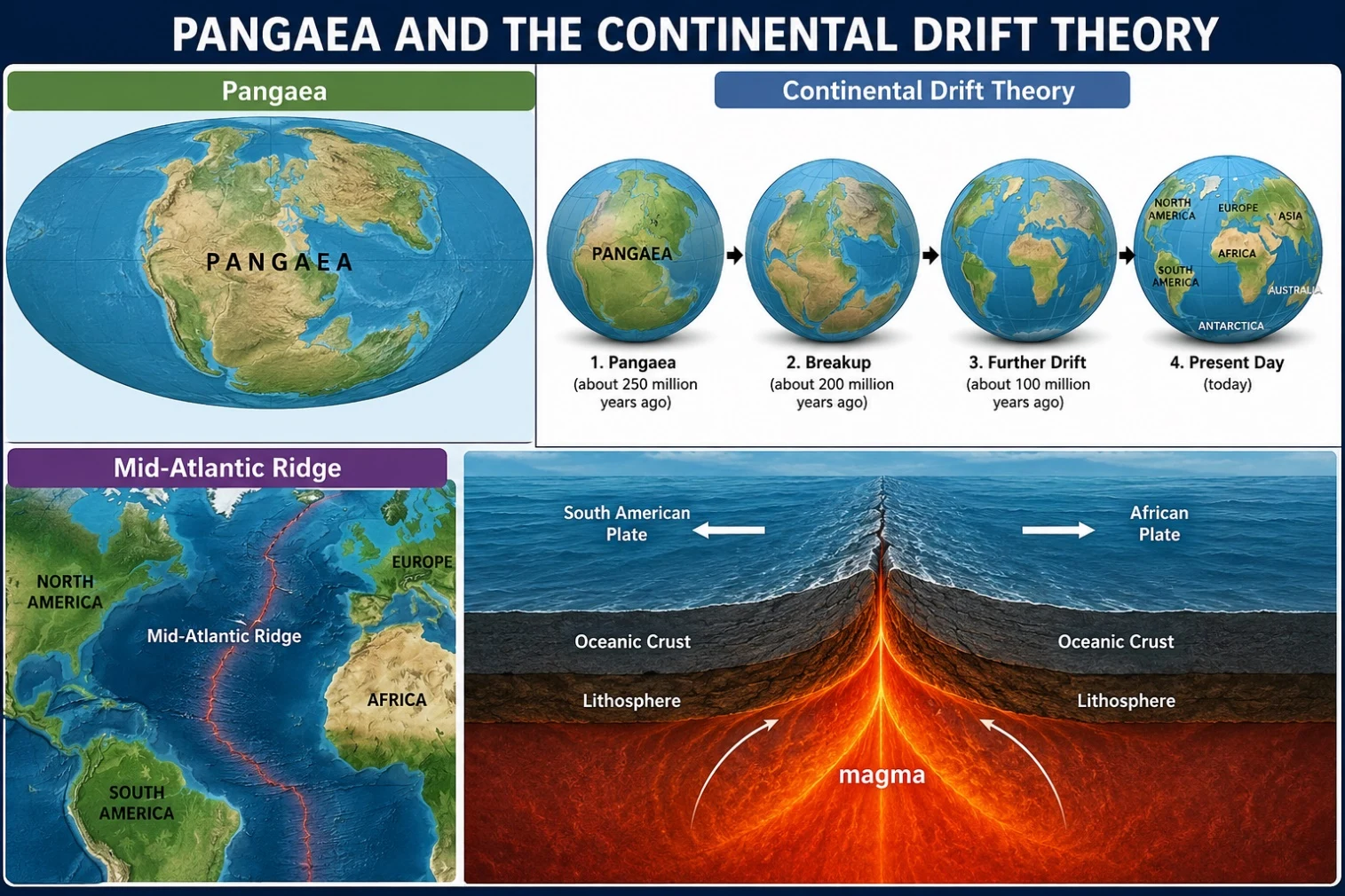 Pangaea continental drift theory class 6