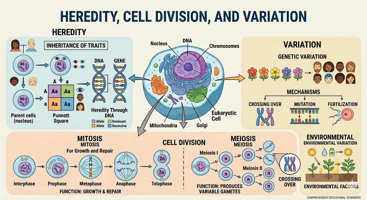 Heredity variation and cell division overview class 8 science chapter 3
