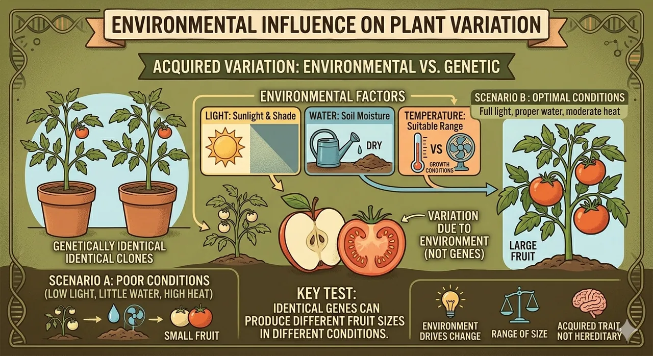 Environmental influence acquired variation in plants class 8 science