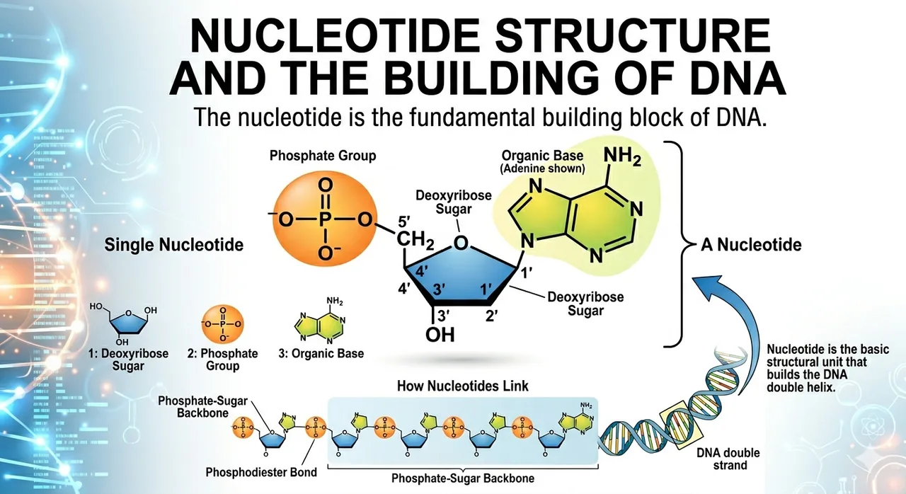 Nucleotide structure phosphate sugar base building of DNA class 8 science