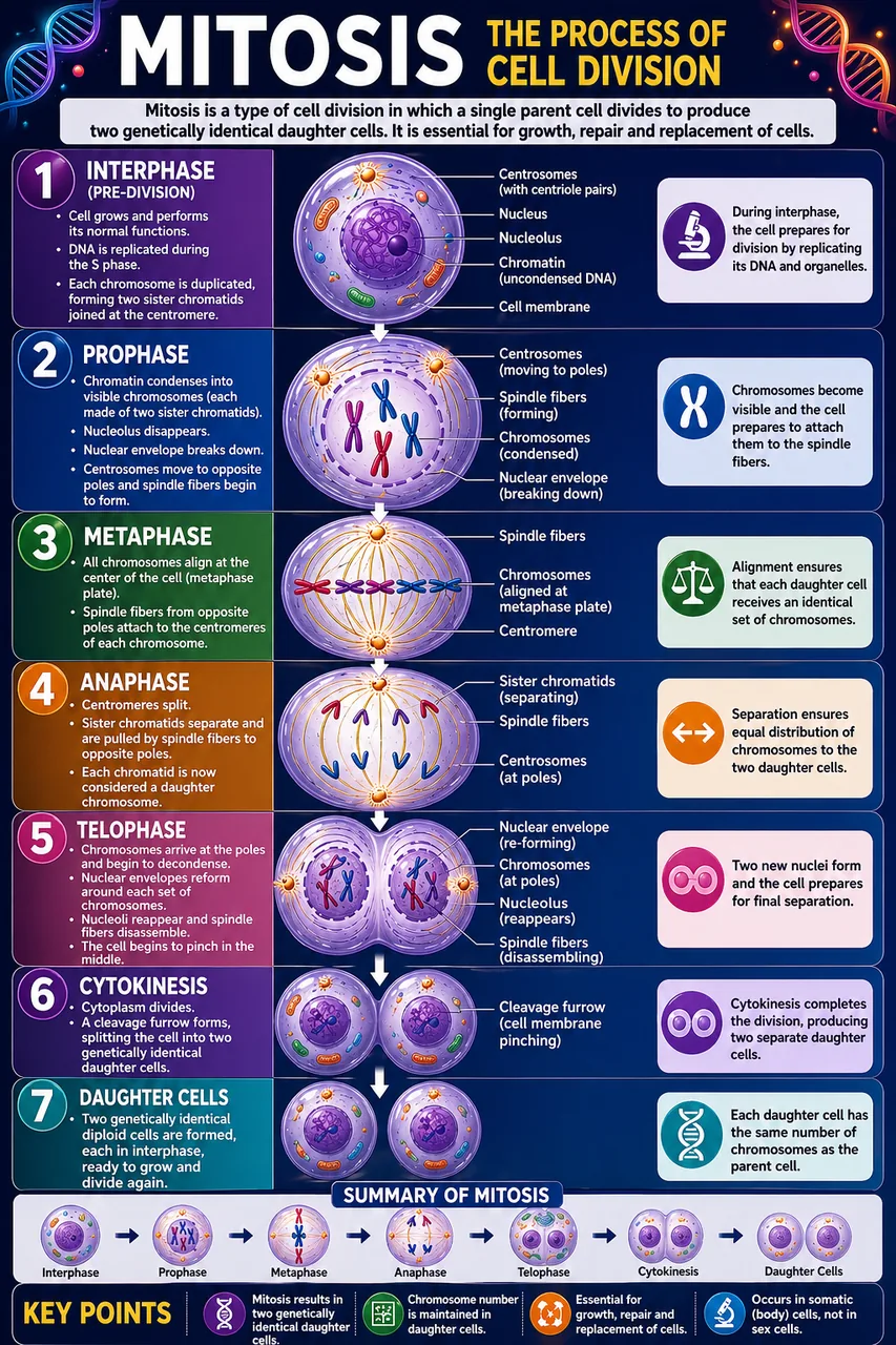 Mitosis stages prophase metaphase anaphase telophase cytokinesis class 8 science